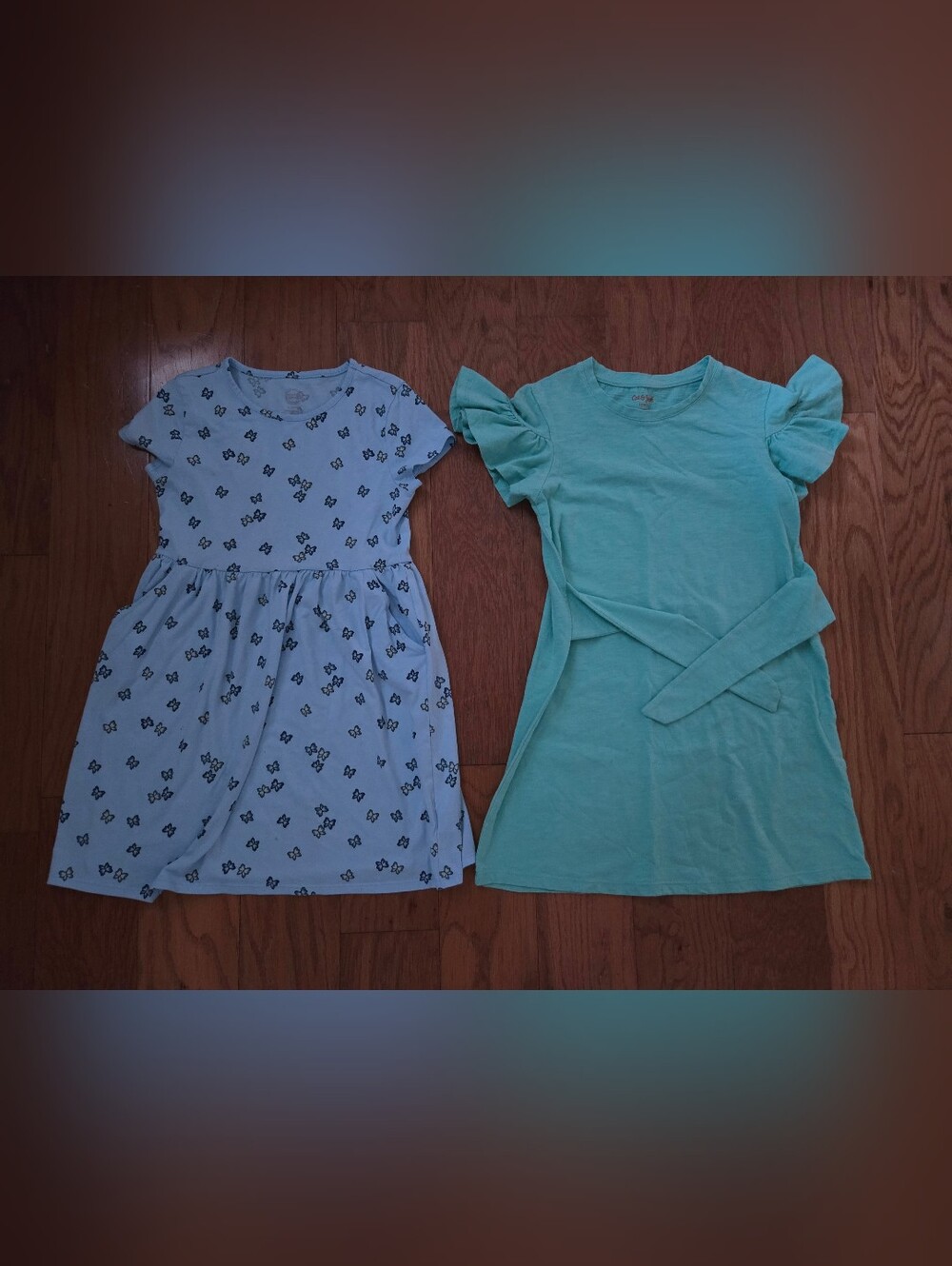 Cat & Jack Teal Green Flutter Sleeve Casual Dress